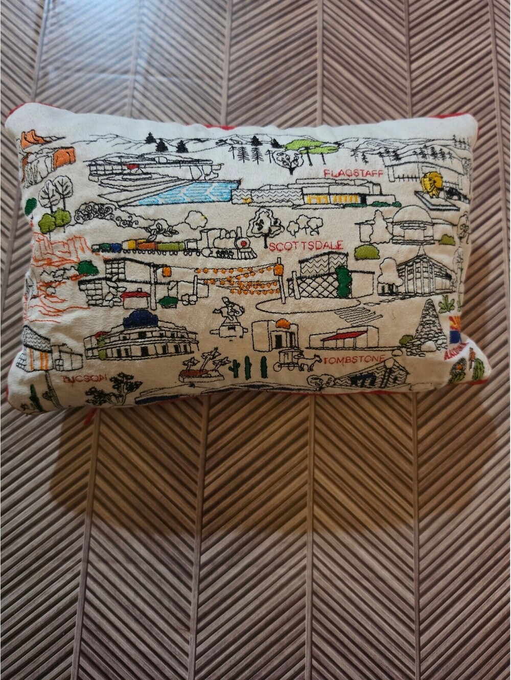 Embroidered Arizona Themed Decorative Pillow